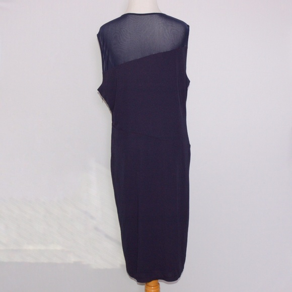Halston Heritage Mesh Panel Cocktail Dress - Picture 3 of 7